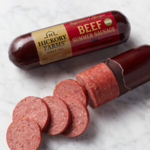 Hickory Farms Signature Beef Summer Sausage - 100% Beef - Great for Charcuterie Boards | Award-Winning for Superior Taste | Gluten Free, High Protein Snack